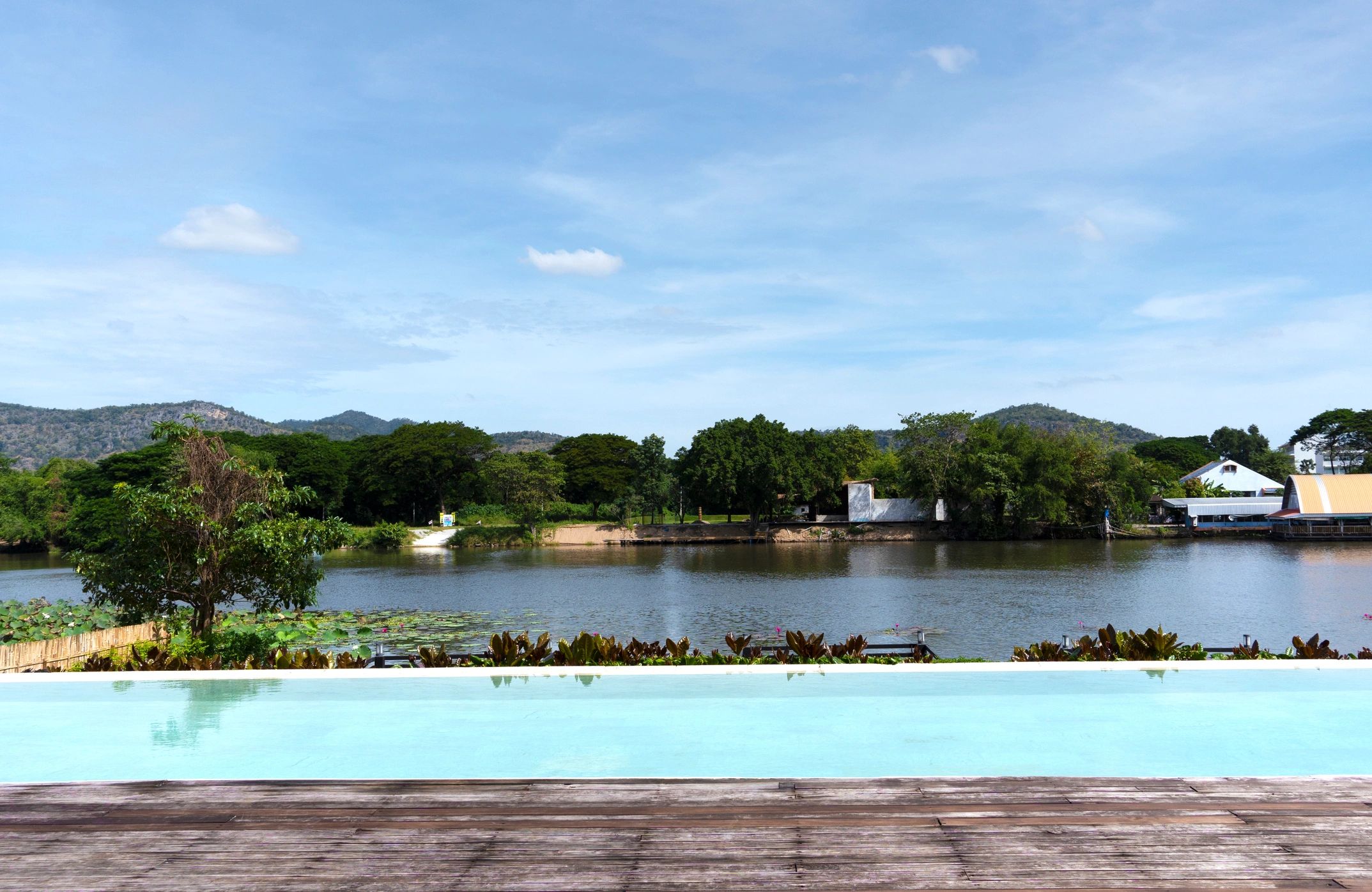 Resort pool with mountain view in Thailand
